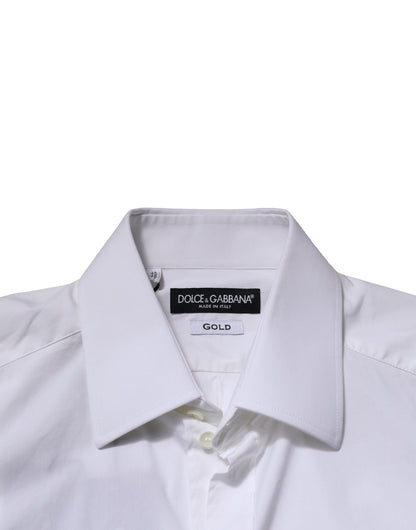 Dolce &amp; Gabbana Weiß GOLD Langarm Herren Kleid Formelles Hemd