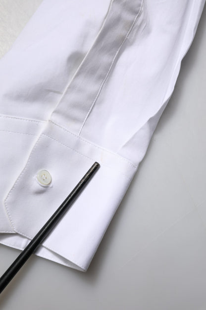 Dolce & Gabbana White Cotton Long Sleeves GOLD Formal Shirt