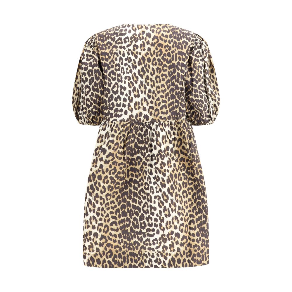 Ganni Braunes Baumwoll-Freizeitkleid