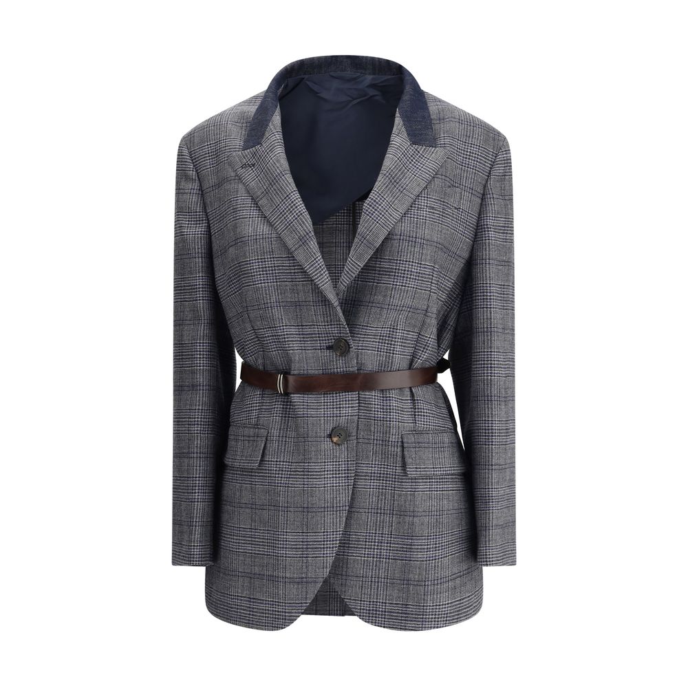 Brunello Cucinelli Grauer Blazer aus Fleecewolle
