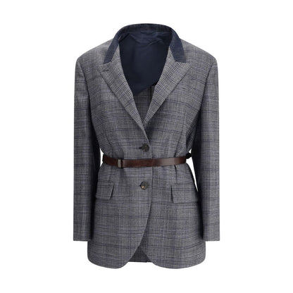Brunello Cucinelli Grauer Blazer aus Fleecewolle