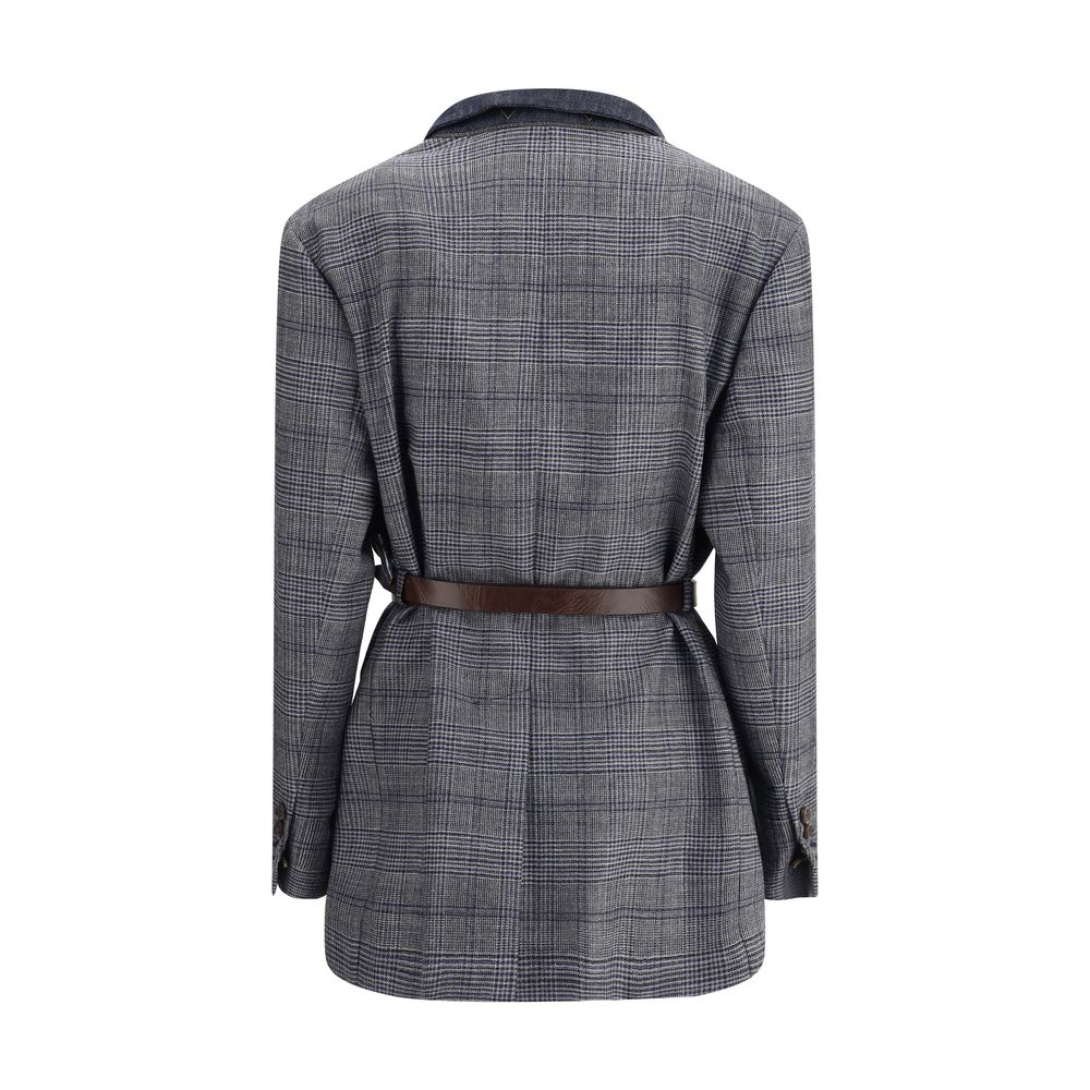 Brunello Cucinelli Grauer Blazer aus Fleecewolle