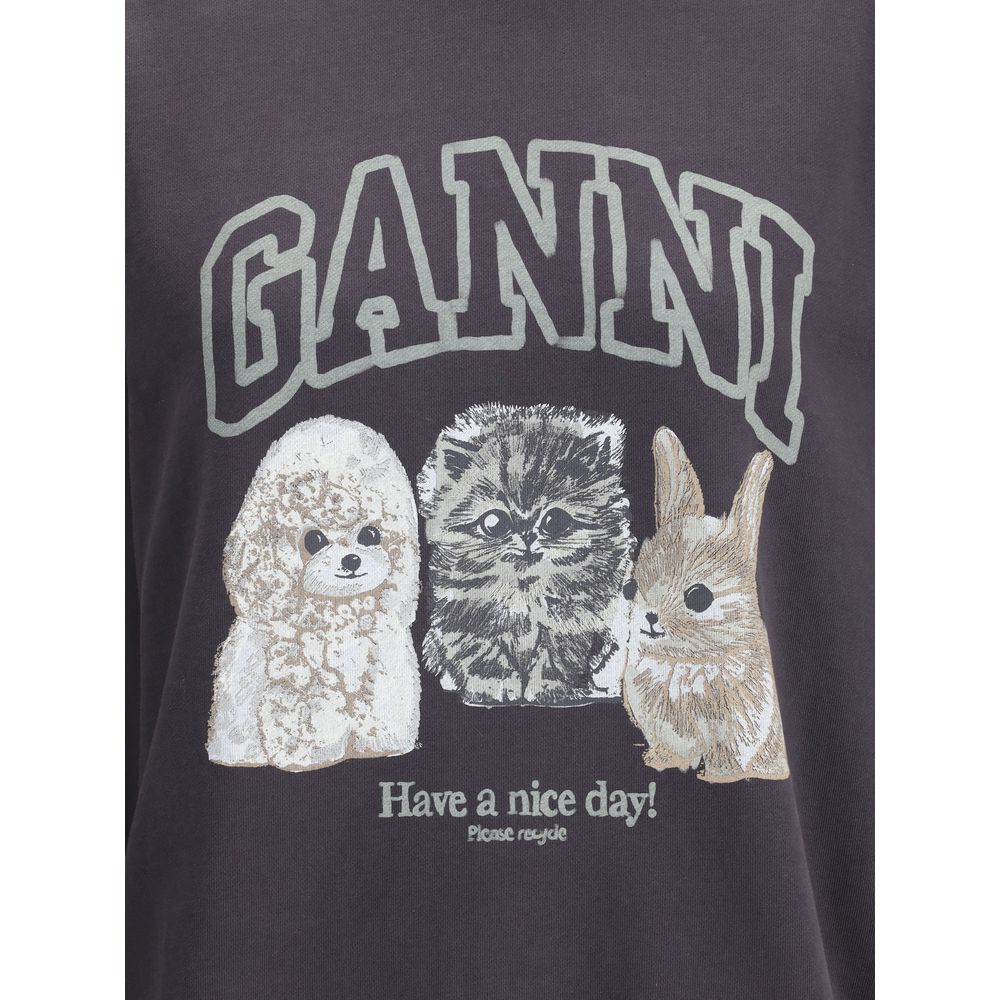 Ganni Graues Baumwoll-Sweatshirt
