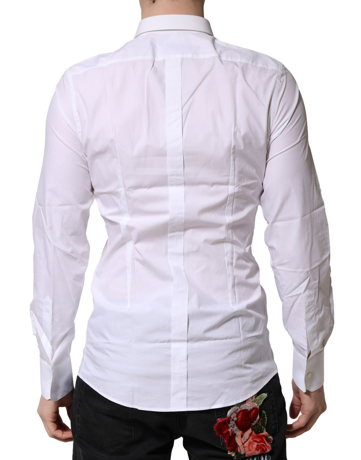 Dolce & Gabbana White Cotton GOLD Long Sleeves Formal Shirt
