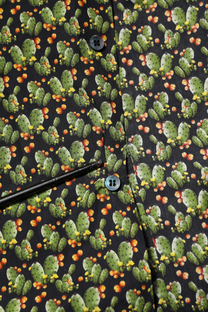 Dolce &amp; Gabbana Mehrfarbiges Baumwoll-Kaktus-Gold-Herren-Formelles Hemd