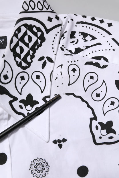 Dolce &amp; Gabbana Weißes formelles Hemd mit MARTINI-Bandana-Print