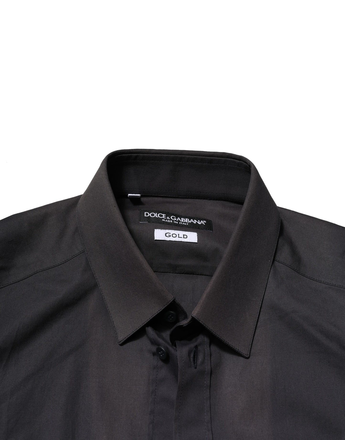 Dolce &amp; Gabbana – Blaues, goldfarbenes Langarm-Hemd aus Baumwolle