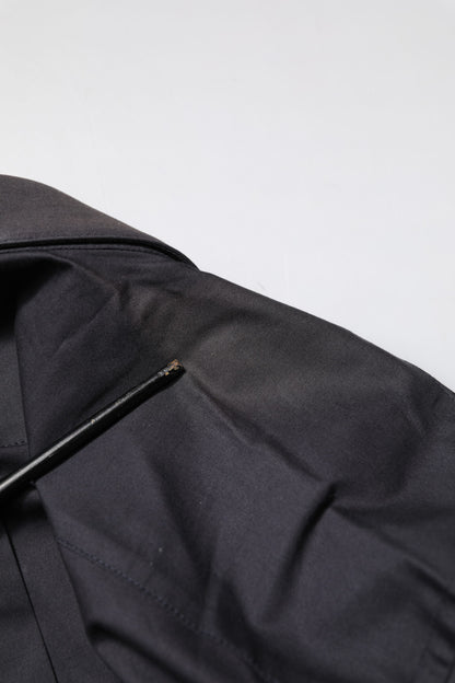 Dolce &amp; Gabbana – Blaues, goldfarbenes Langarm-Hemd aus Baumwolle