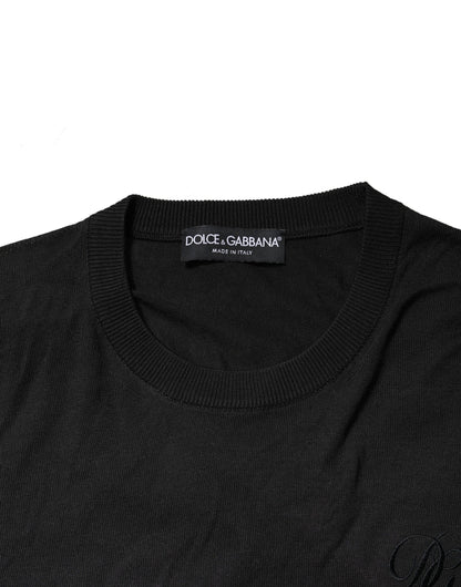 Dolce & Gabbana Black Cotton DG Logo Men Sweatshirt Sweater