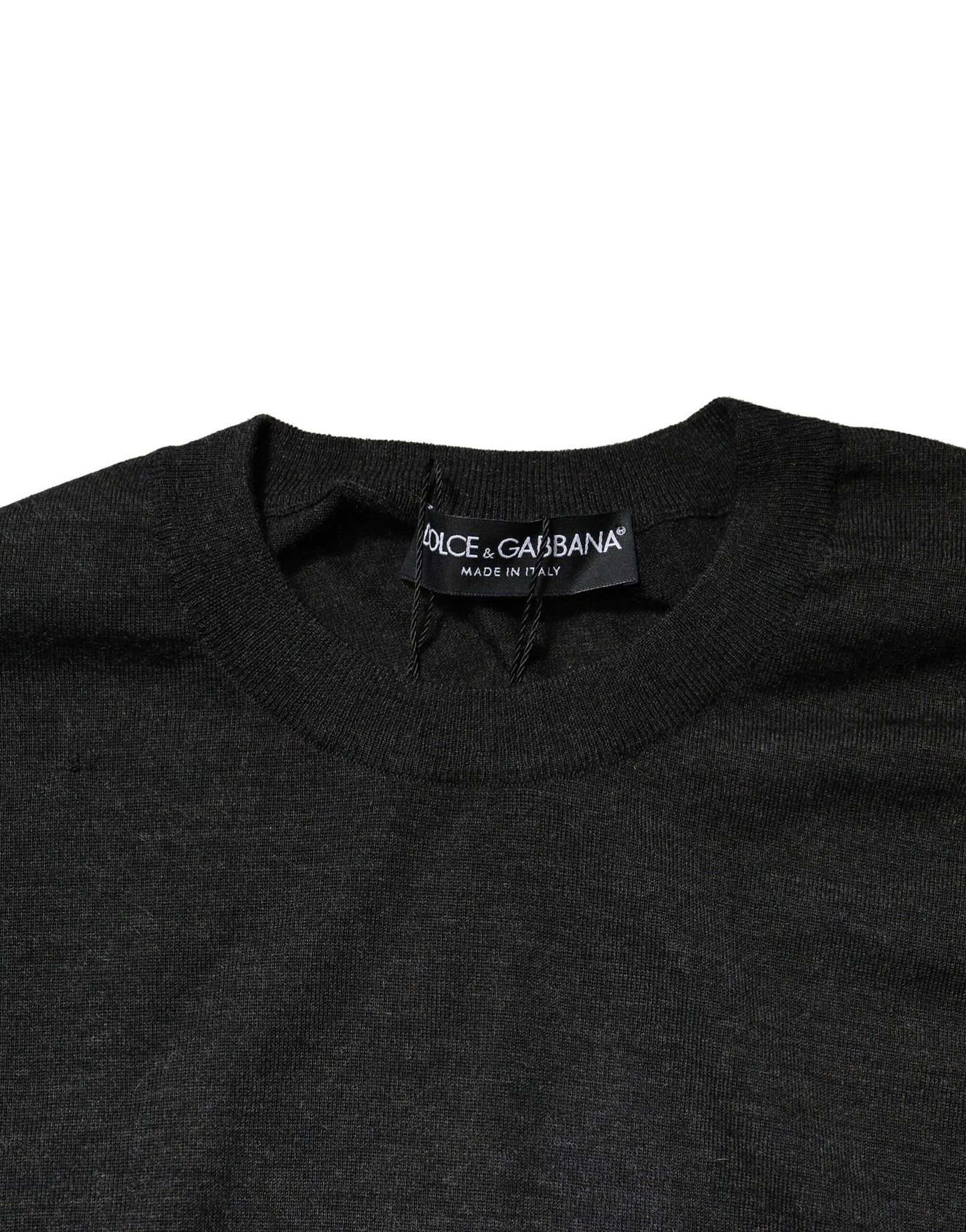 Dolce &amp; Gabbana Grauer Pullover mit Rundhalsausschnitt und langen Ärmeln