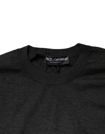 Dolce &amp; Gabbana Grauer Pullover mit Rundhalsausschnitt und langen Ärmeln