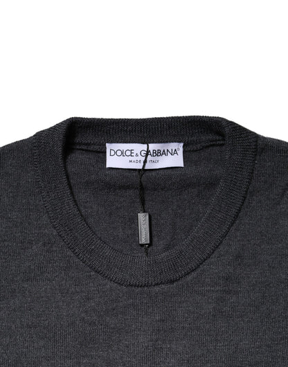 Dolce & Gabbana Dark Gray Wool Crew Neck Sweatshirt Sweater