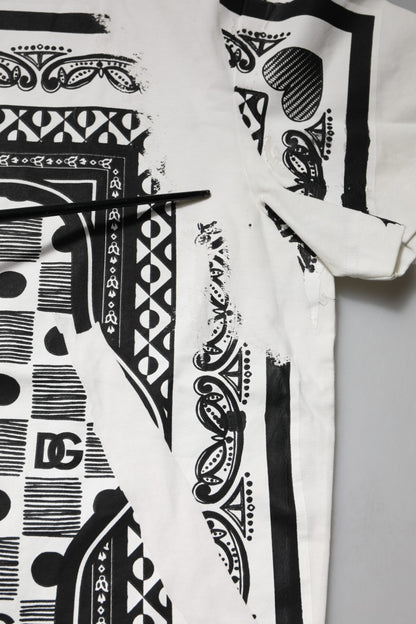 Dolce &amp; Gabbana Weißes Bandana-T-Shirt aus Baumwolle für Herren mit Rundhalsausschnitt