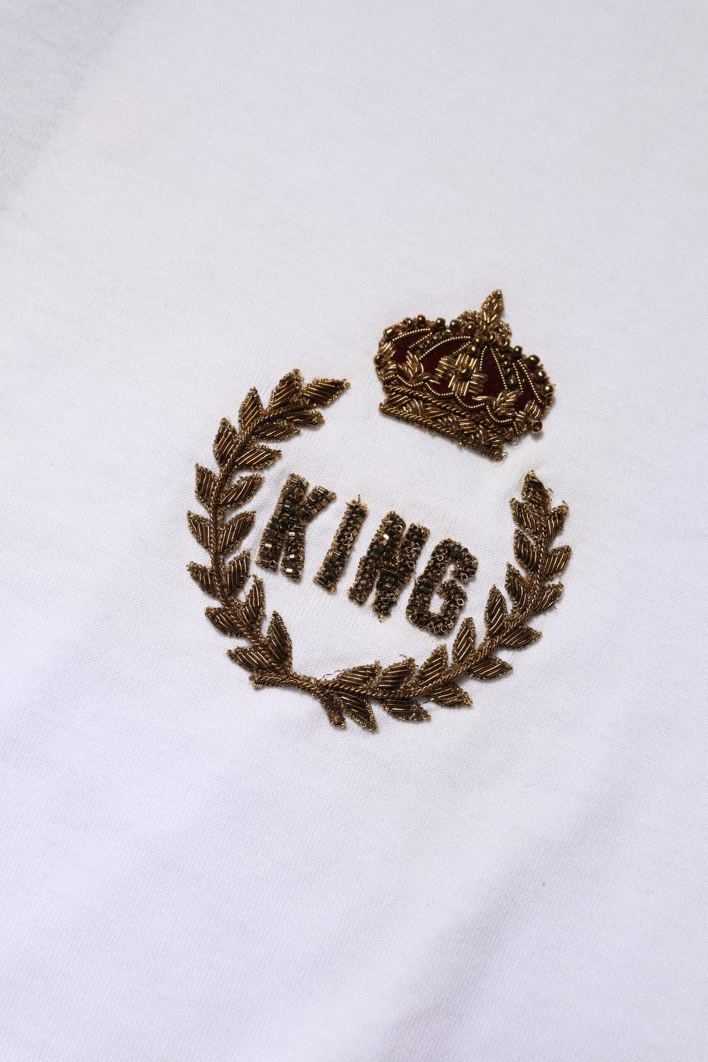 Dolce &amp; Gabbana Weißes T-Shirt aus Baumwolle mit Rundhalsausschnitt und King Crown
