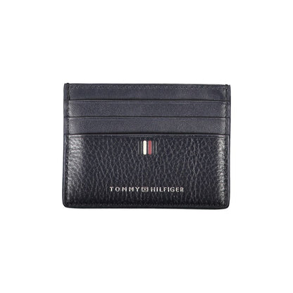Tommy Hilfiger – Elegantes Kartenetui aus blauem Leder mit Kontrastdetails