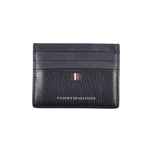 Tommy Hilfiger – Elegantes Kartenetui aus blauem Leder mit Kontrastdetails