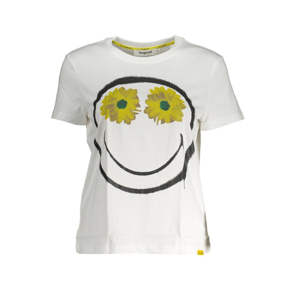 Desigual Weißes Baumwoll-T-Shirt für Damen
