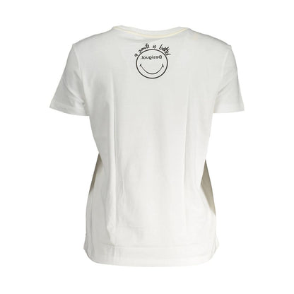 Desigual Weißes Baumwoll-T-Shirt für Damen
