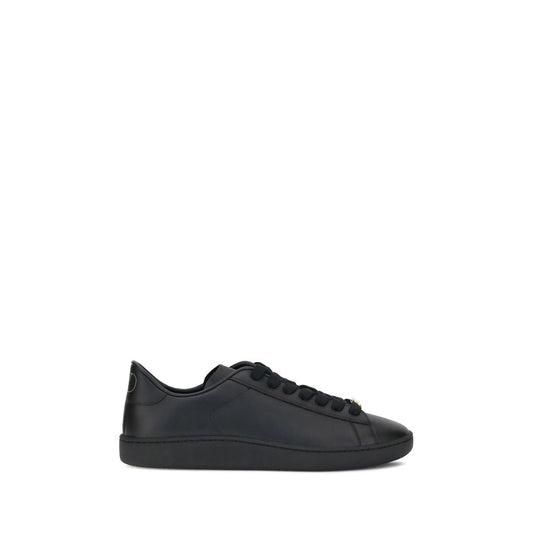 Valentino Garavani Schwarze Kalbsleder-Sneaker Bos Taurus mit niedrigem Schaft