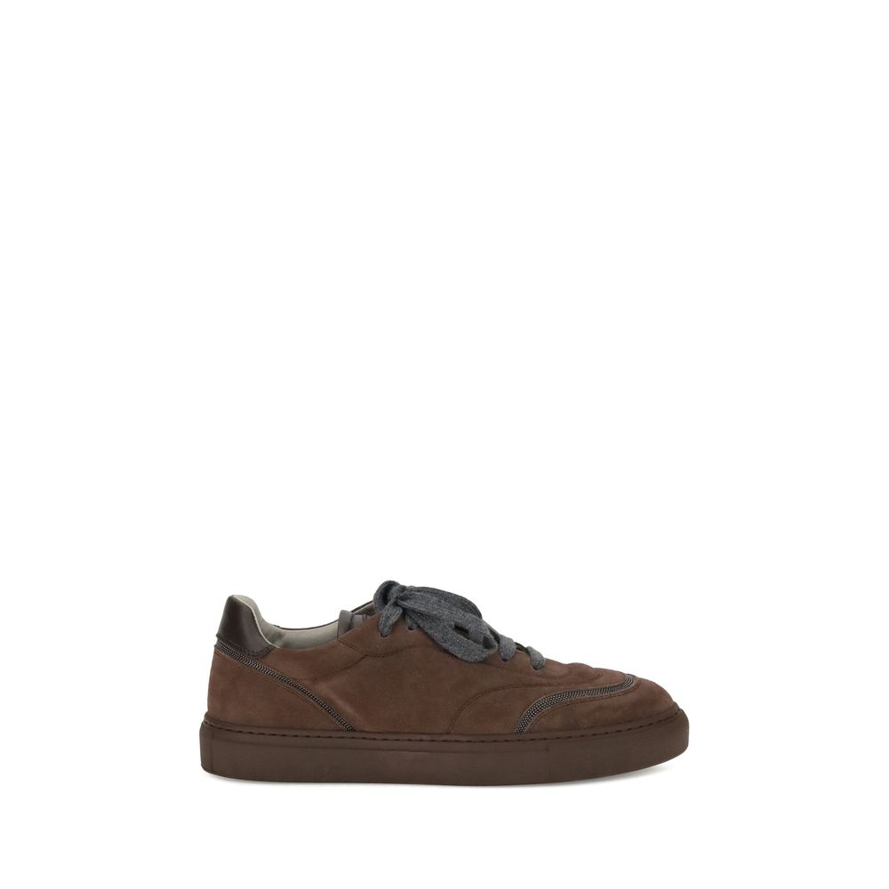Brunello Cucinelli Braune Gummi-Sneaker mit niedrigem Schaft
