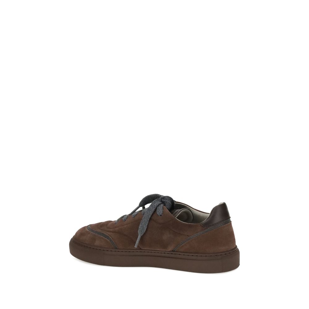 Brunello Cucinelli Braune Gummi-Sneaker mit niedrigem Schaft