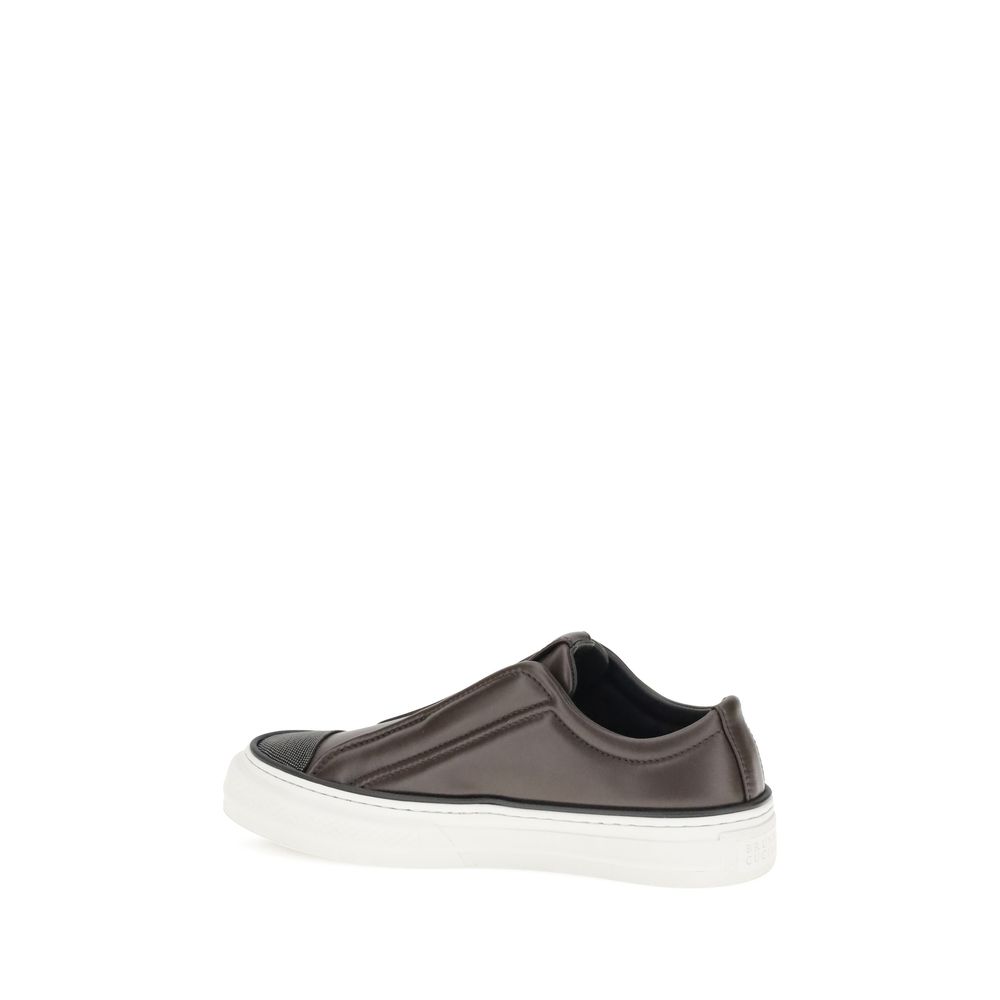 Brunello Cucinelli Schwarze Gummi-Sneaker mit niedrigem Schaft