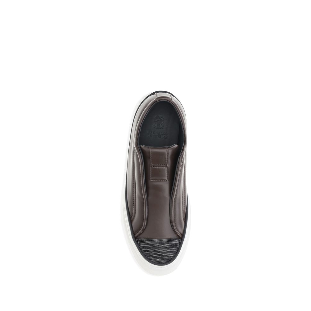 Brunello Cucinelli Schwarze Gummi-Sneaker mit niedrigem Schaft