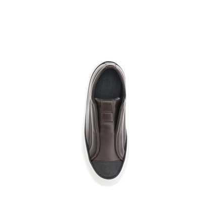 Brunello Cucinelli Schwarze Gummi-Sneaker mit niedrigem Schaft