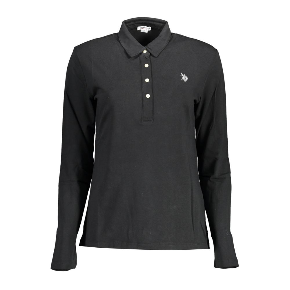 US POLO ASSN. Schwarzes Damen-Poloshirt aus Baumwolle