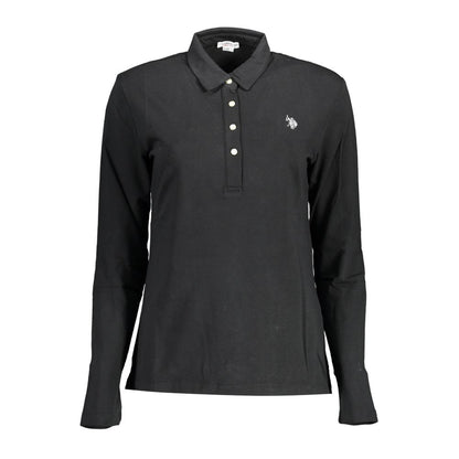 US POLO ASSN. Schwarzes Damen-Poloshirt aus Baumwolle