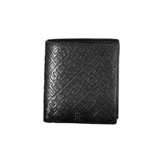 Tommy Hilfiger – Elegante schwarze Lederbrieftasche mit zwei Fächern