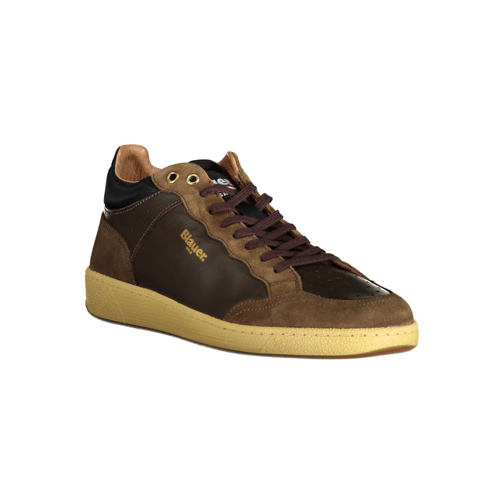 Blauer brauner Herren-Sneaker aus Leder