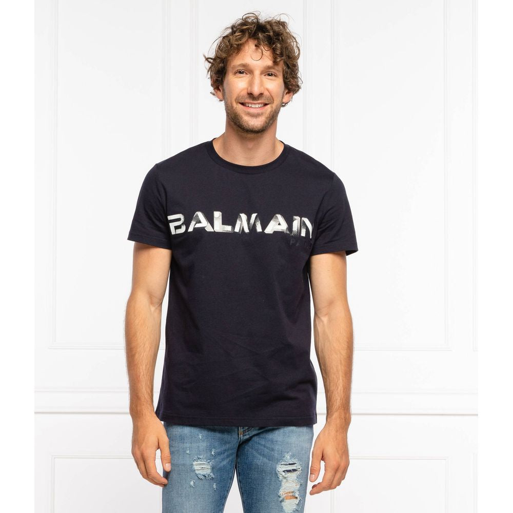 Blaues Baumwoll-T-Shirt von Balmain
