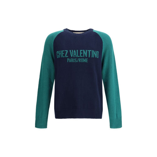 Valentino Blaues Fleece-Woll-Sweatshirt