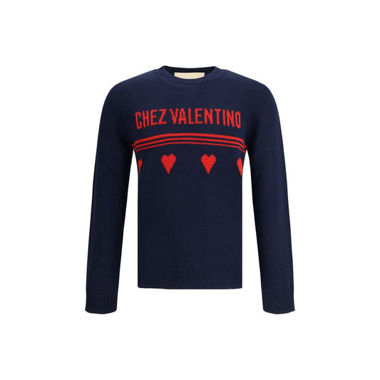 Valentino Blaues Fleece-Woll-Sweatshirt