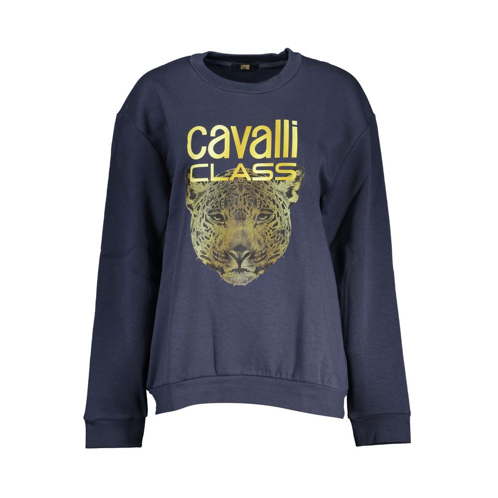 Cavalli Class Blauer Baumwollpullover für Damen
