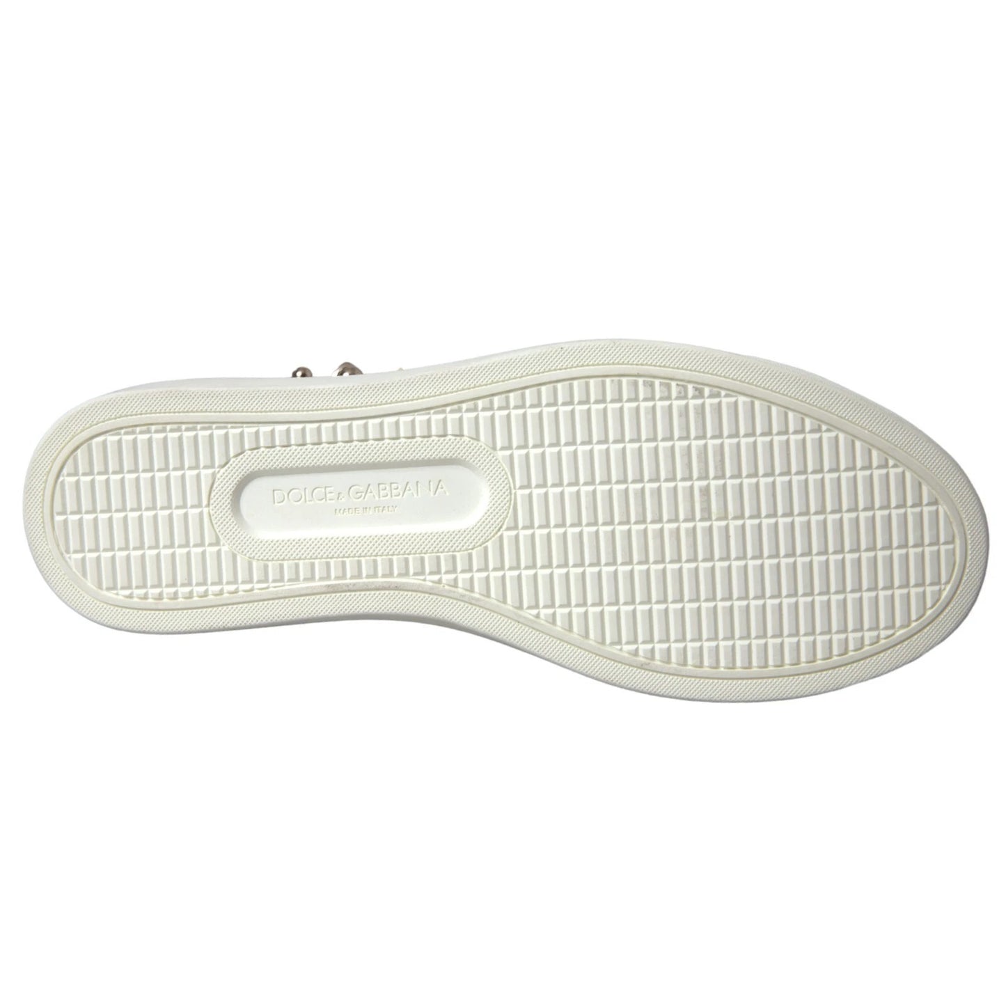 Dolce &amp; Gabbana Weiße Leder Gold Rote Herz Sneakers Schuhe