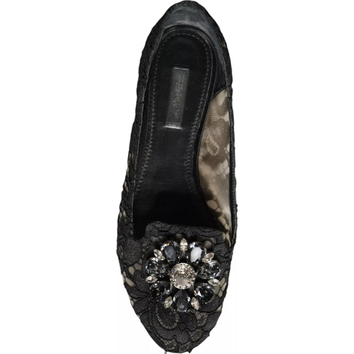 Dolce &amp; Gabbana – Schwarze Ballerinas mit Kristallen aus Spitze und Loafer
