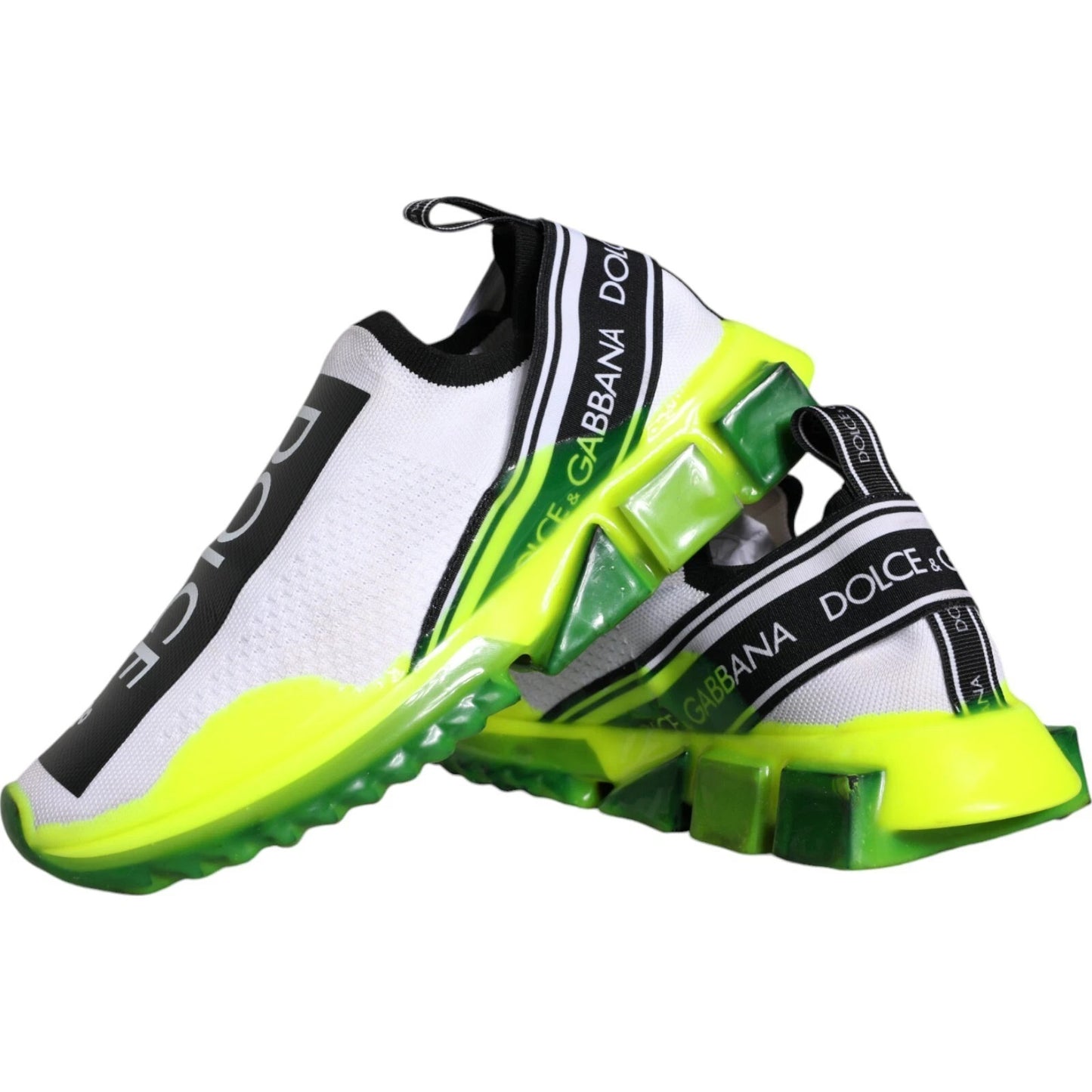 Dolce &amp; Gabbana Weiß Gelb Slip On Sorrento Sneakers Schuhe