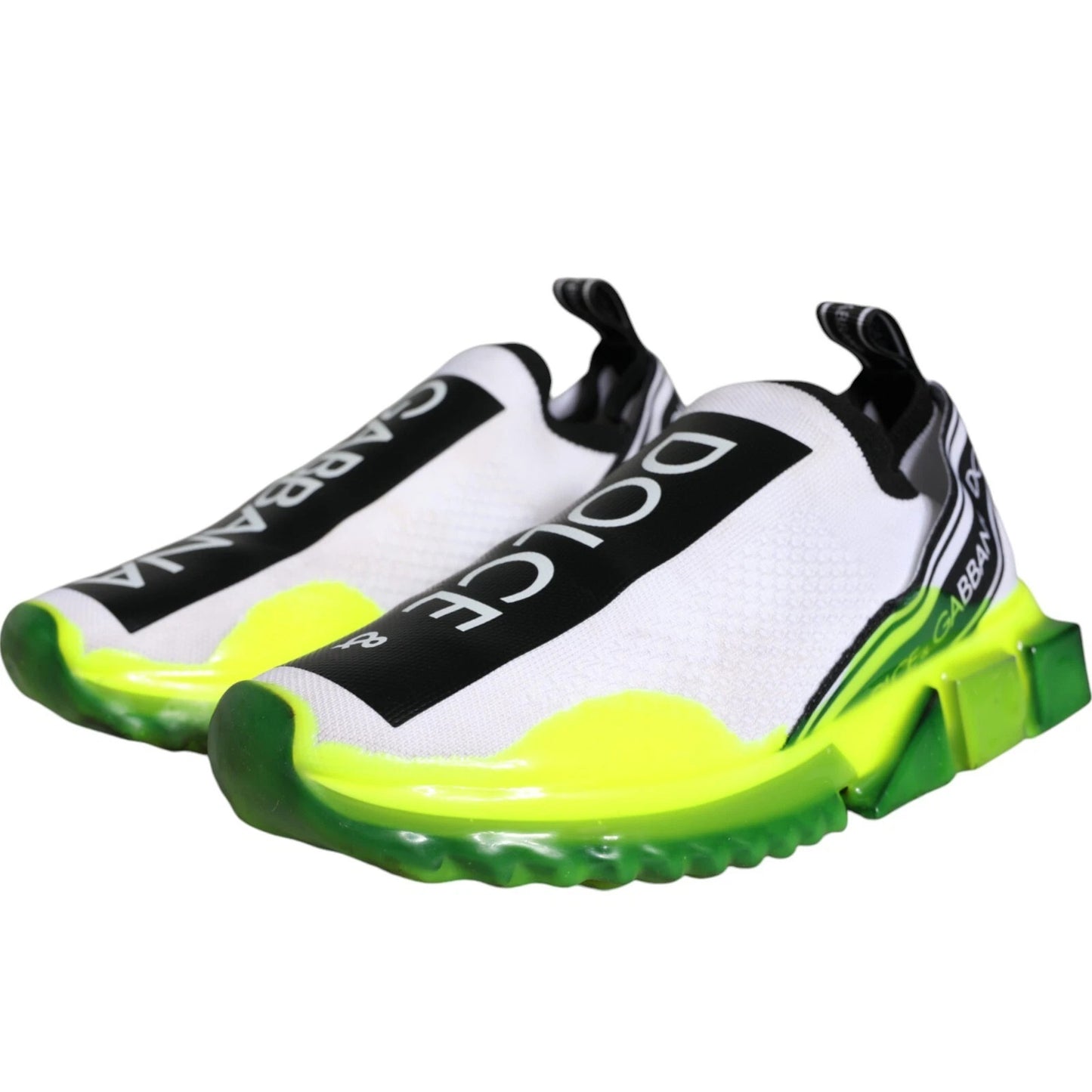 Dolce &amp; Gabbana Weiß Gelb Slip On Sorrento Sneakers Schuhe