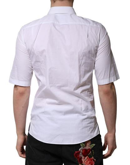 Dolce & Gabbana White Cotton Short Sleeves Men Formal Shirt