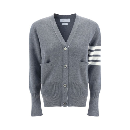 Thom Browne Graue Fleece-Woll-Strickjacke