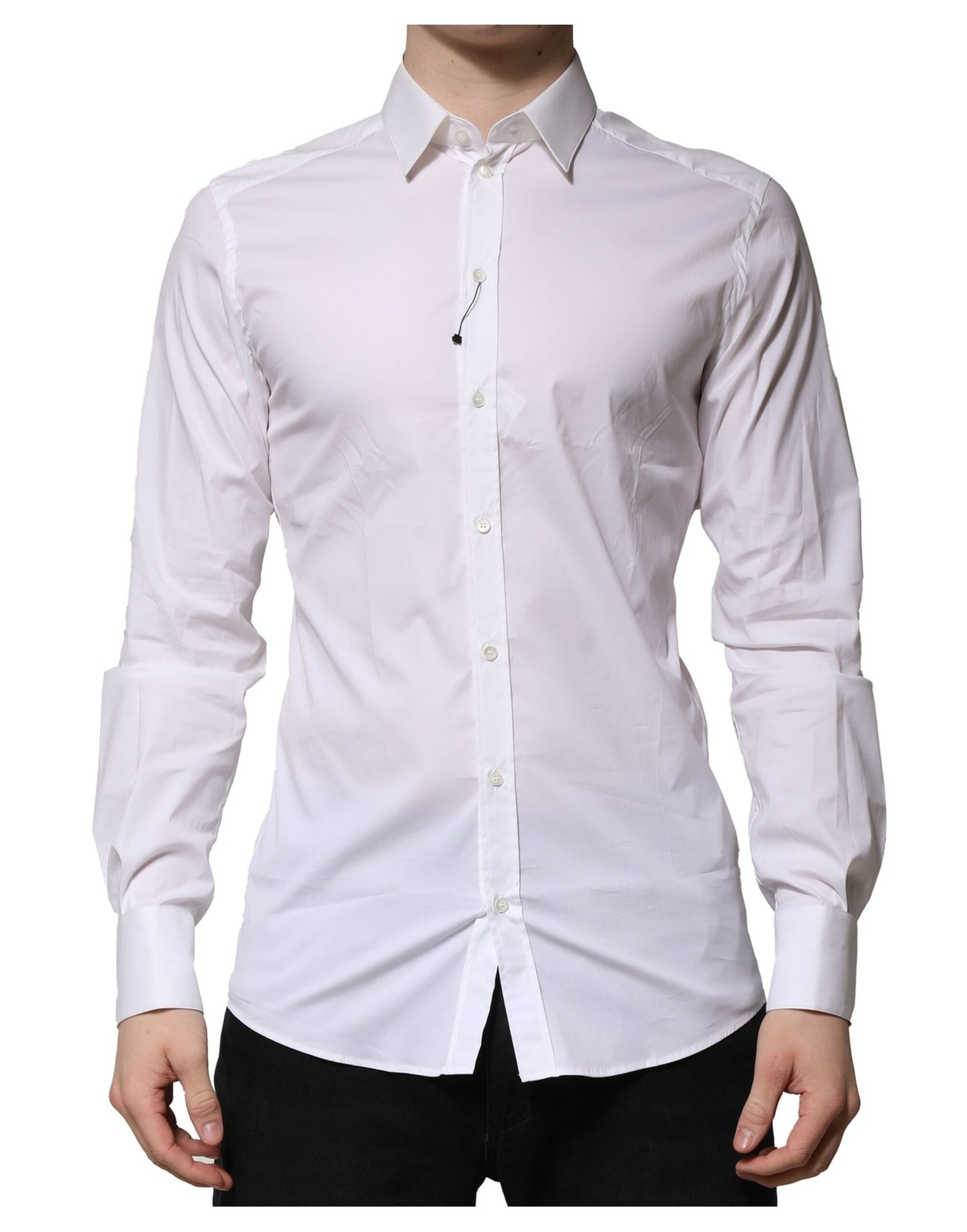 Dolce & Gabbana White Cotton GOLD Long Sleeves Formal Shirt