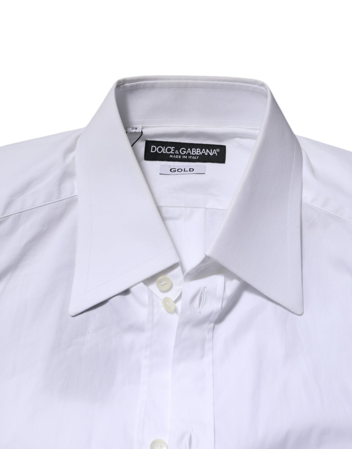Dolce & Gabbana White Cotton GOLD Long Sleeves Formal Shirt