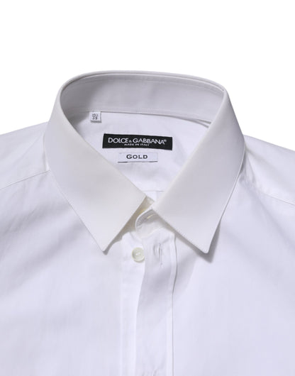 Dolce & Gabbana White Cotton GOLD Long Sleeves Formal Shirt