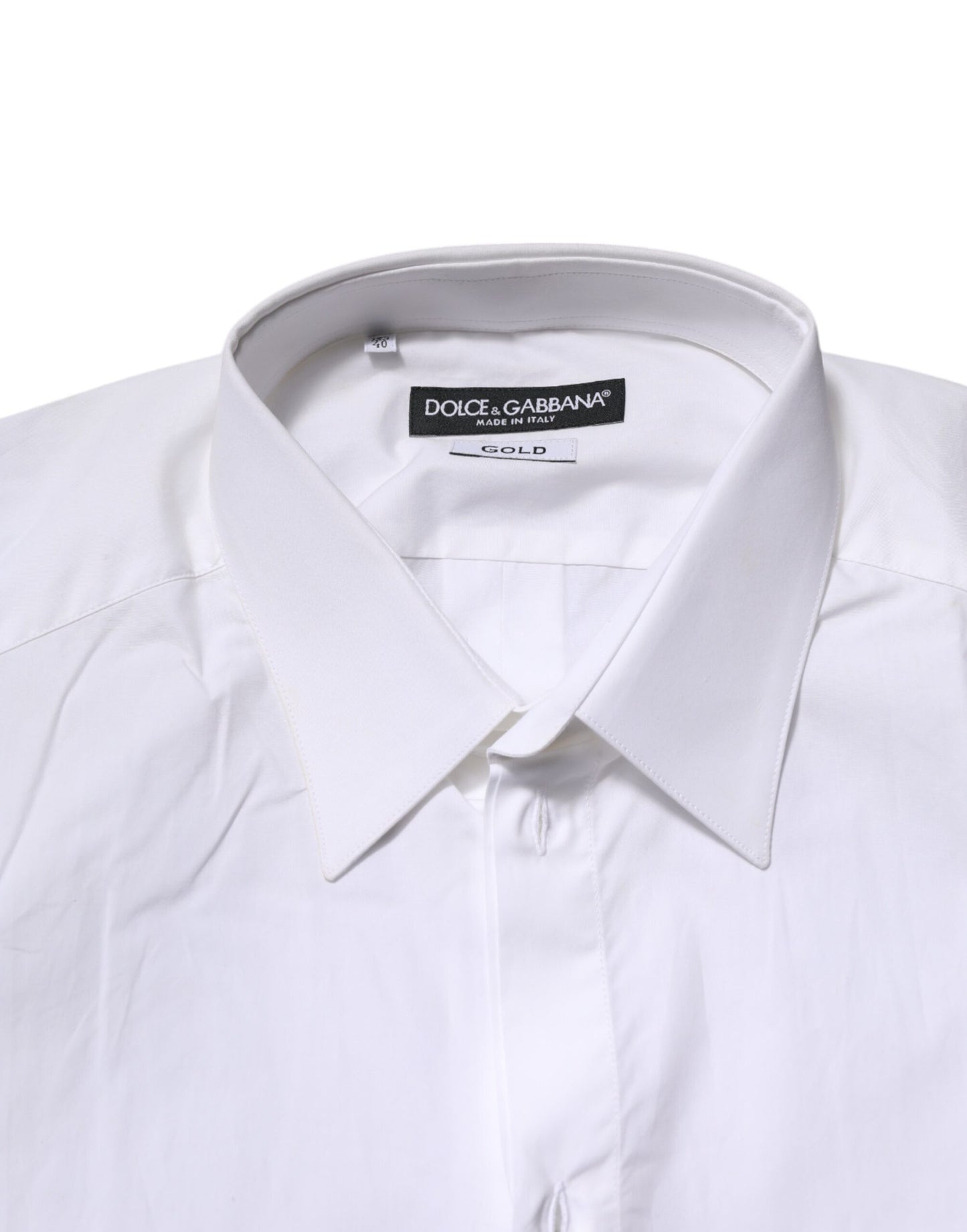 Dolce & Gabbana White Cotton GOLD Long Sleeves Formal Shirt