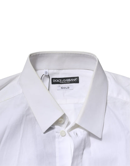 Dolce & Gabbana White Cotton GOLD Long Sleeves Formal Shirt