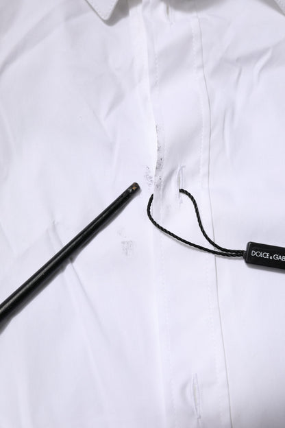 Dolce &amp; Gabbana – Weißes, langärmliges, formelles Hemd aus Baumwolle in GOLD