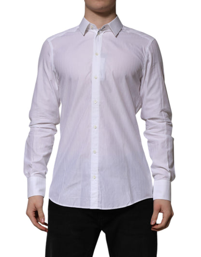 Dolce & Gabbana White Cotton MARTINI Long Sleeve Formal Shirt
