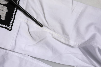 Dolce &amp; Gabbana – Weißes, langärmliges, formelles Hemd aus Baumwolle in GOLD